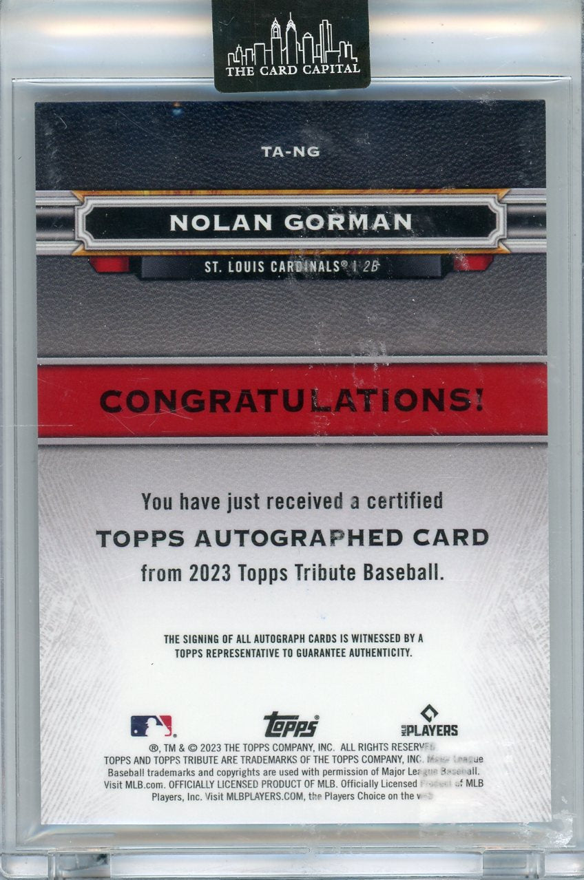 2023 Topps Tribute Nolan Gorman Rookie Auto /10 TA-NG