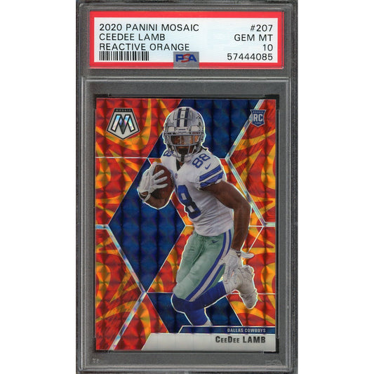 2020 Mosaic Ceedee Lamb Reactive Orange #207 PSA 10 RC