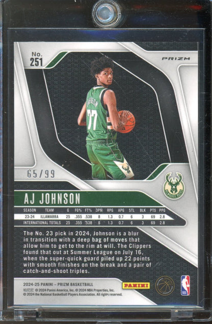 2024-25 Prizm Aj Johnson Purple /99 Rookie
