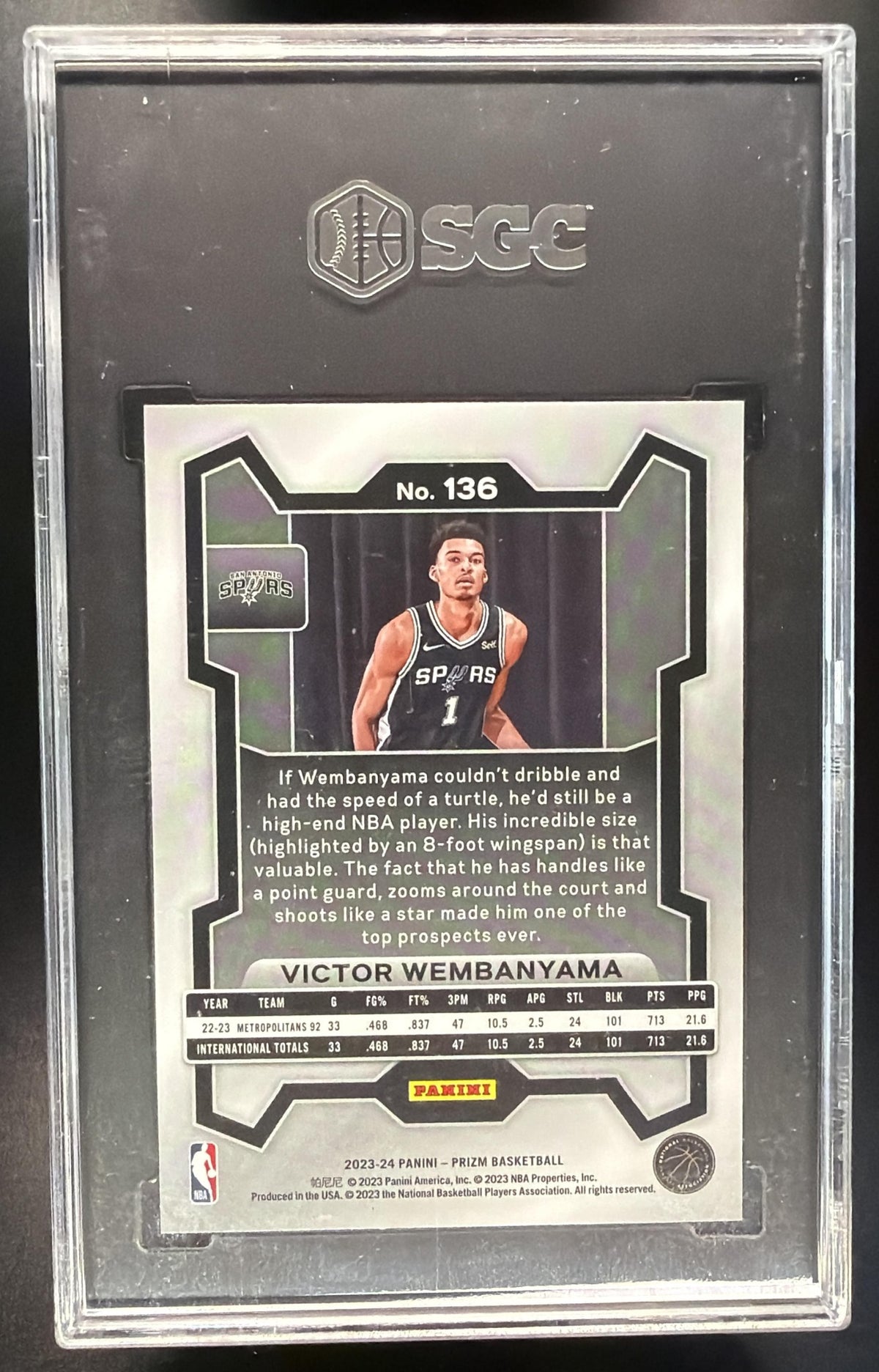 2023-24 Panini Prizm Victor Wembanyama #136 RC SGC 10