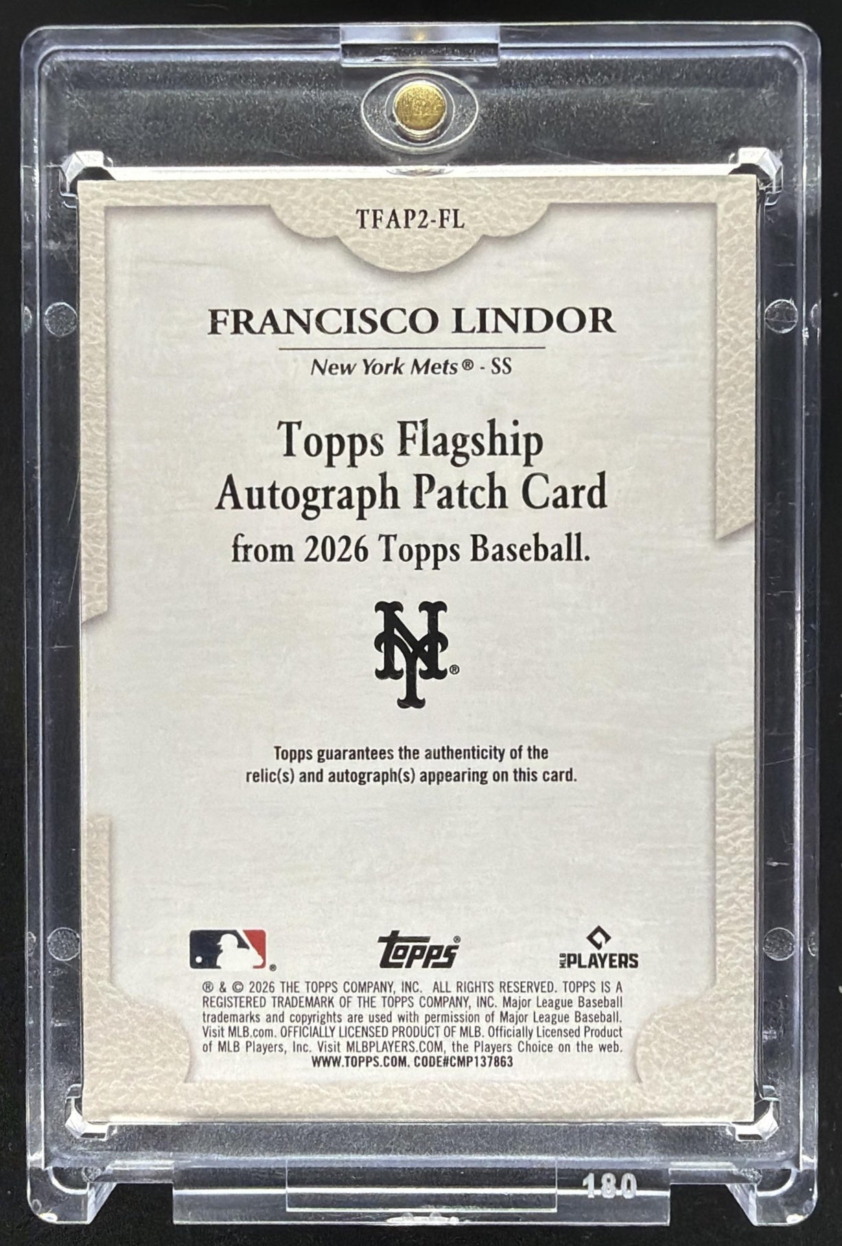 2026 Topps Series 2 Francisco Lindor #TFAP2-FL Auto Patch Bronze 17/25