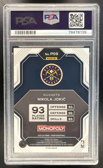 2022 Panini Prizm Monopoly Nikola Jokic #PS9 All Stars Black Classic Icons PSA 9