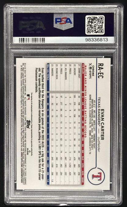 2024 Topps Chrome Evan Carter #RA-EC Auto Gold Wave Refractor 1/50 RC PSA 9
