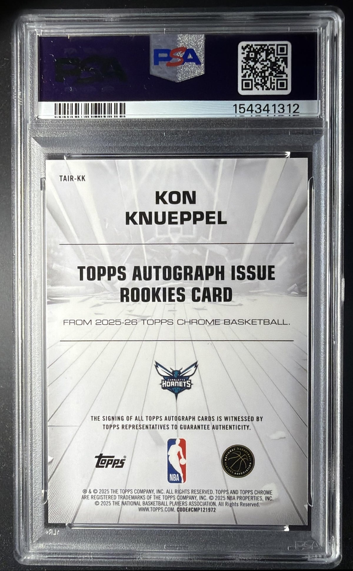 2025 Topps Chrome Kon Knueppel #TAIR-KK Auto Issue Rookie Blue Refractor /150 RC PSA 10