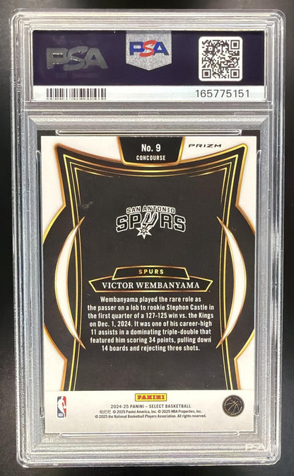 2024-25 Panini Select Victor Wembanyama #9 Concourse Orange Flash Prizm PSA 9