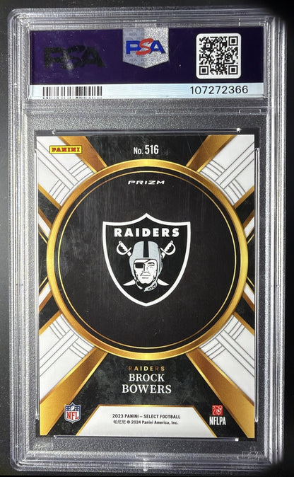 2023 Panini Select Brock Bowers #516 Silver Prizms RC XRC PSA 9