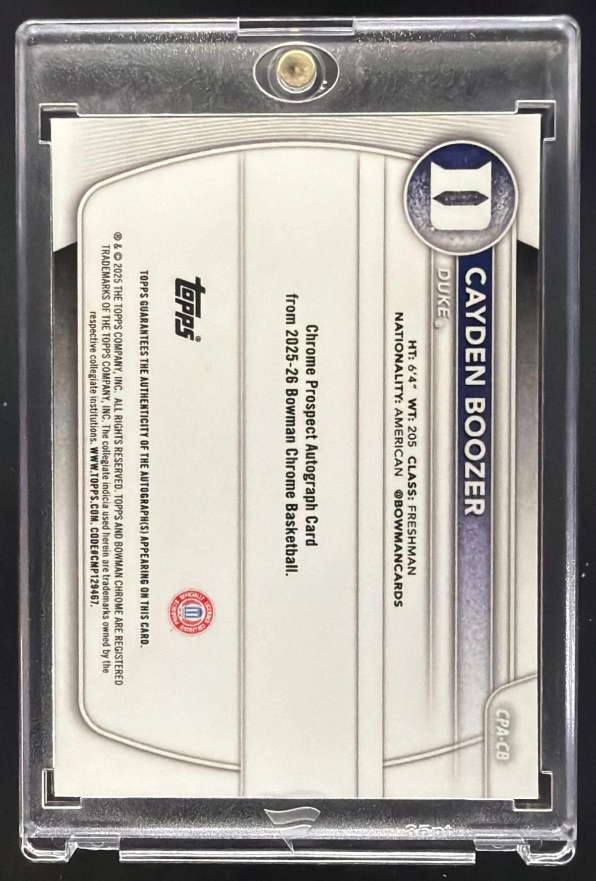 2025 Bowman Sapphire Cayden Boozer #CPA-CB Auto Gold Refractor /50 1st