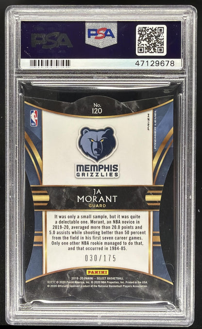 2019 Panini Select Ja Morant #120 Maroon Prizms Die Cut /175 RC PSA 10