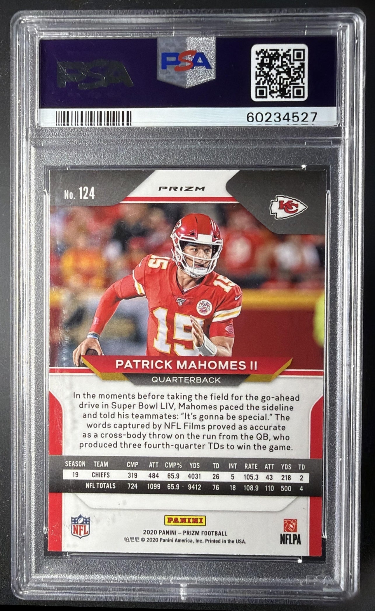 2020 Panini Prizm Patrick Mahomes II #124 Red White and Blue PSA 10