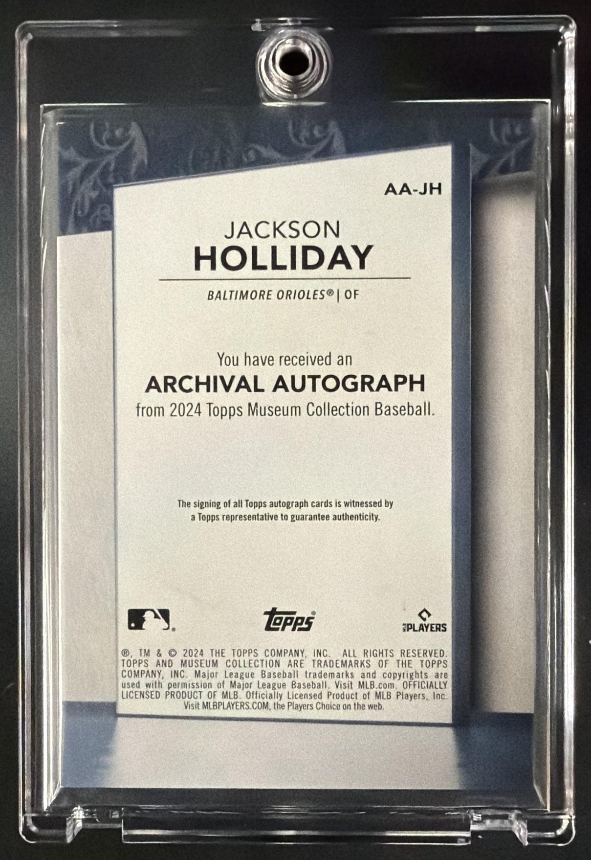 2024 Topps Museum Collection Jackson Holliday #AA-JH Auto /25 RC