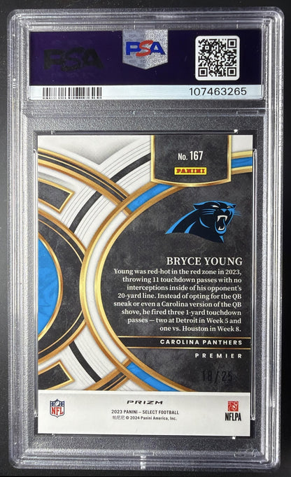 2023 Panini Select Bryce Young #167 Blue Disco 18/25 RC Premier Level PSA 10