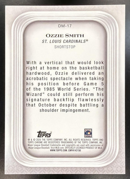 2026 Topps Chrome Ozzie Smith #DM-17 Diamond Moments Purple Refractor 59/75