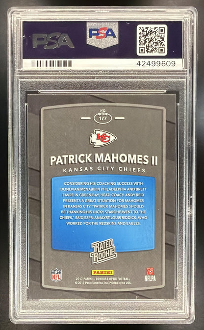 2017 Panini Donruss Optic Patrick Mahomes II #177 RC Rated Rookie PSA 10 Chiefs