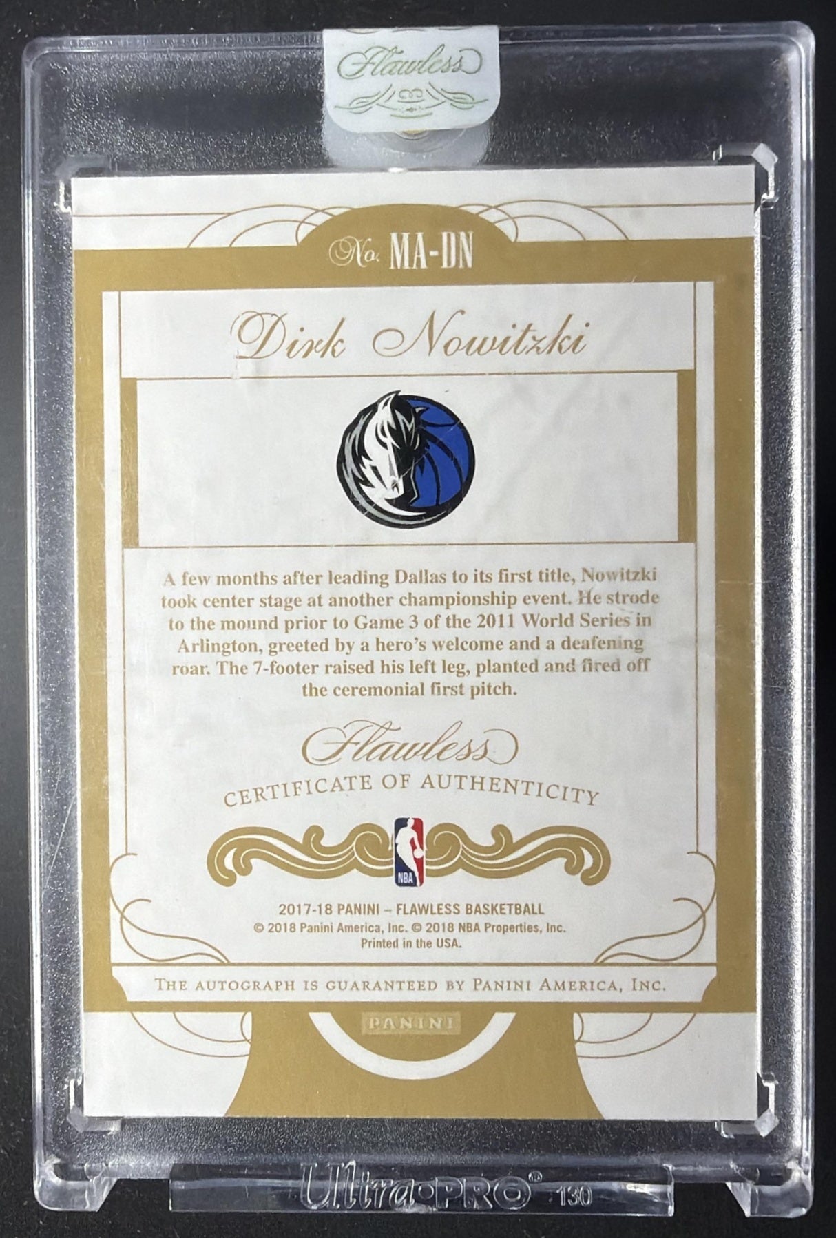 2016 Panini Flawless Dirk Nowitzki #EX-DNO Excellence Signatures Ruby /15 Auto