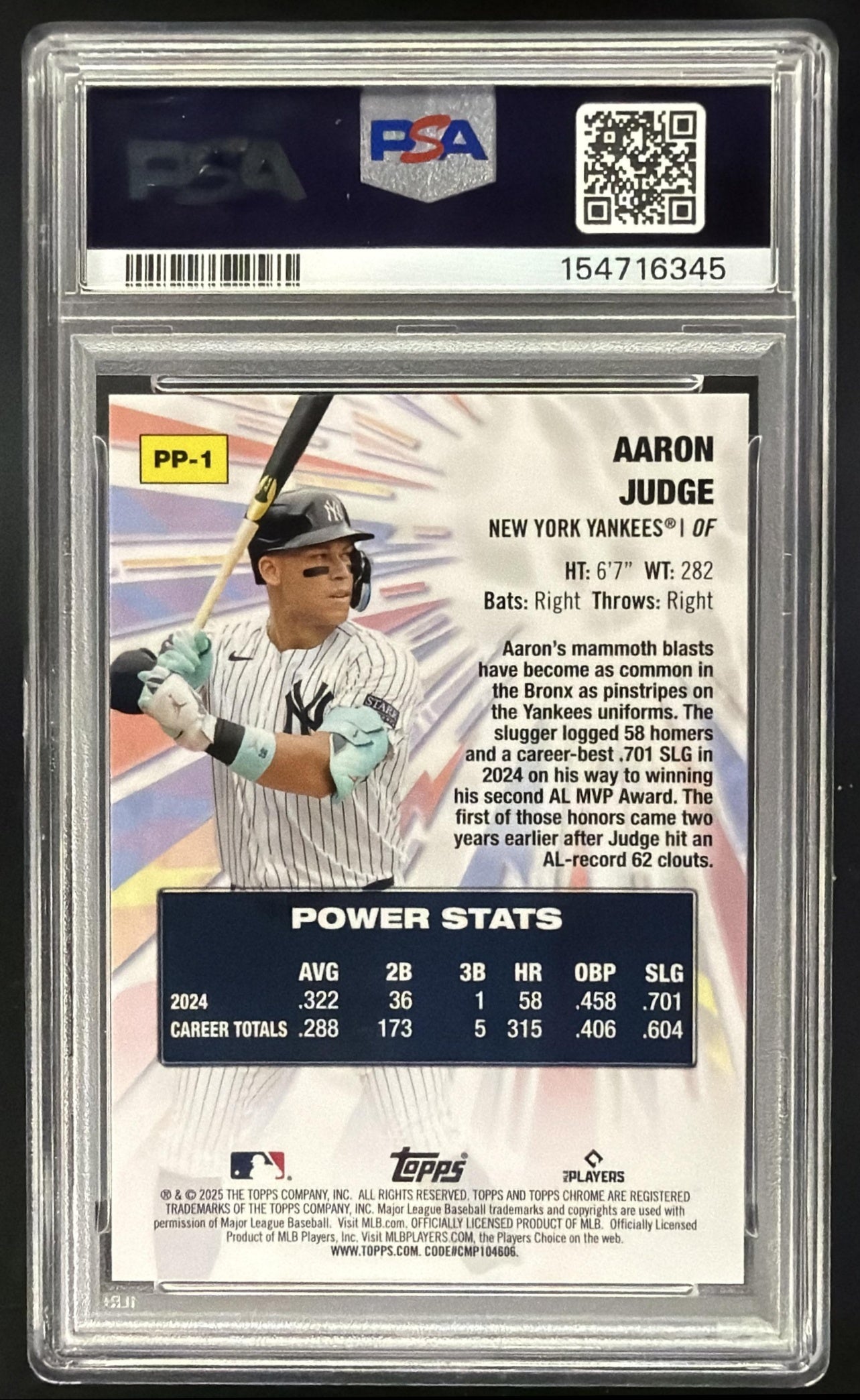 2025 Topps Chrome LogoFractor Aaron Judge #PP-1 Power Players Green Refractor /99 PSA 10