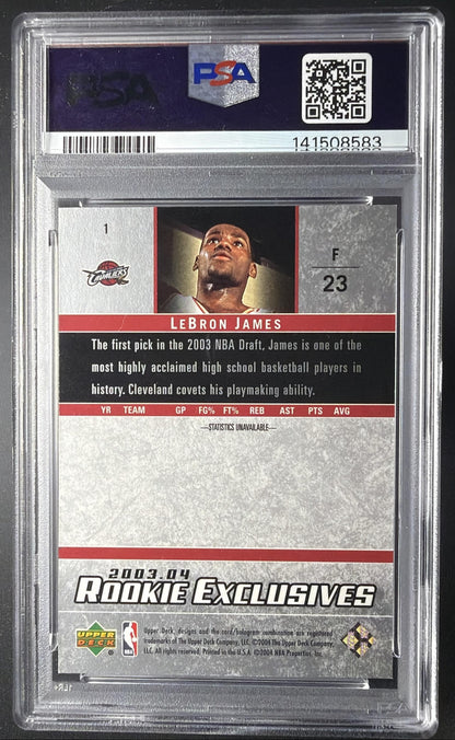 2004-05 Upper Deck Collectibles LeBron James Rookie Exclusives #1 PSA 9