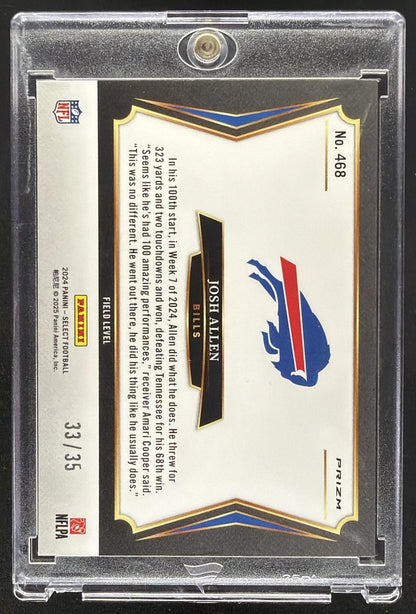 2024 Panini Select Josh Allen #468 Field White Prizm 33/35