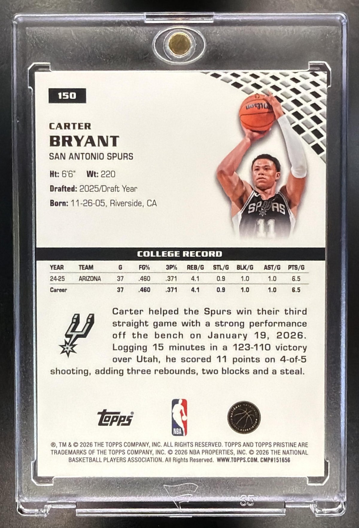 2025 Topps Pristine Carter Bryant #150 1st Day Issue Refractor /12 RC Aqua
