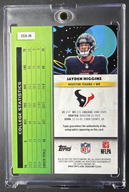 2025 Topps Cosmic Chrome Jayden Higgins #CCA-JH Auto Lunar Eclipse Refractor /10 RC