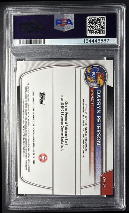 2025-26 Bowman Darryn Peterson #CPA-DP Chrome Auto 1st Prospect PSA 9