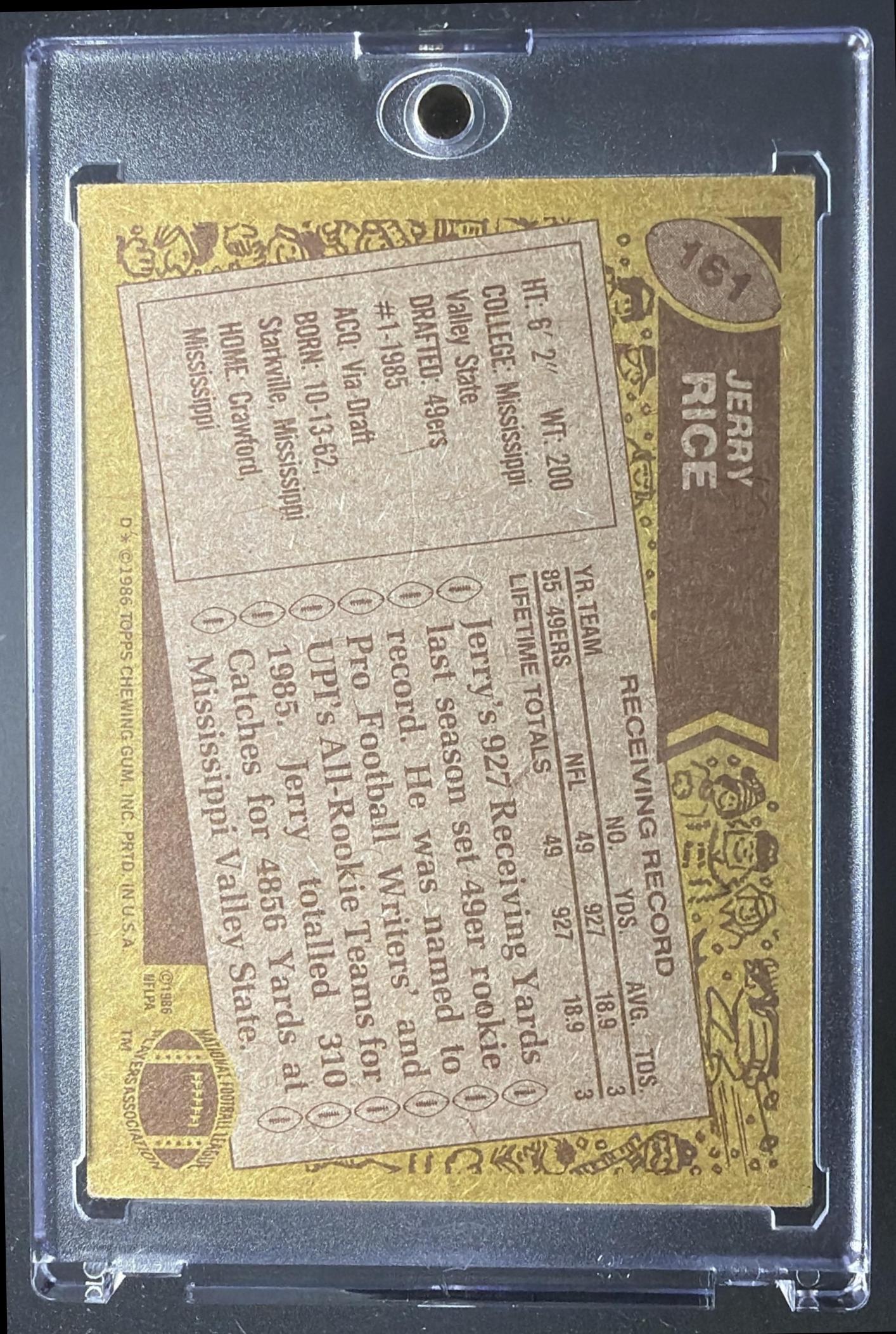 1986 Topps Jerry Rice #161 RC Rookie
