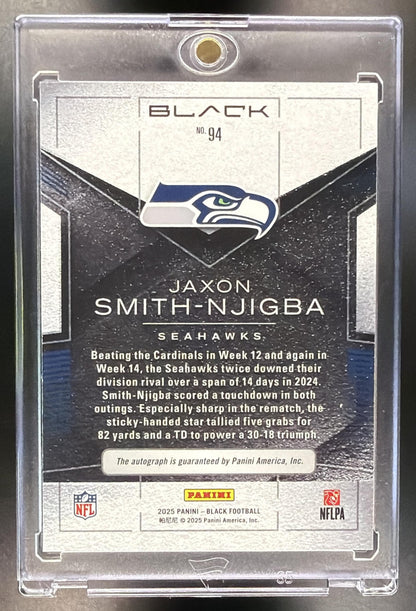 2025 Panini Black Jaxon Smith-Njigba #94 Auto Emerald /10