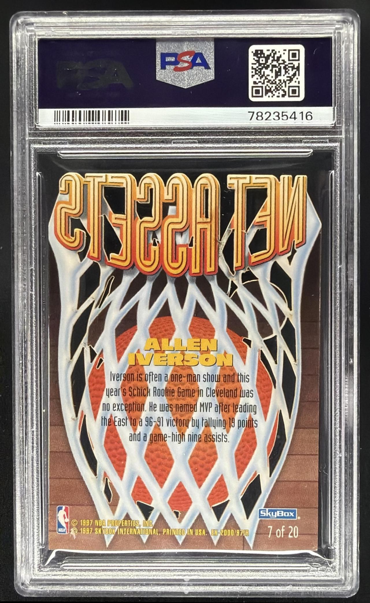 1996 Skybox EX-2000 Allen Iverson #7 Rookie Net Assets PSA 9