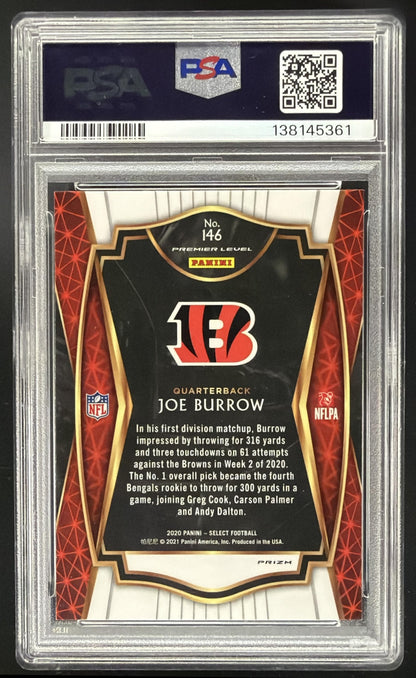 2020 Panini Select Joe Burrow #146 Silver Prizm RC Premier Level PSA 10