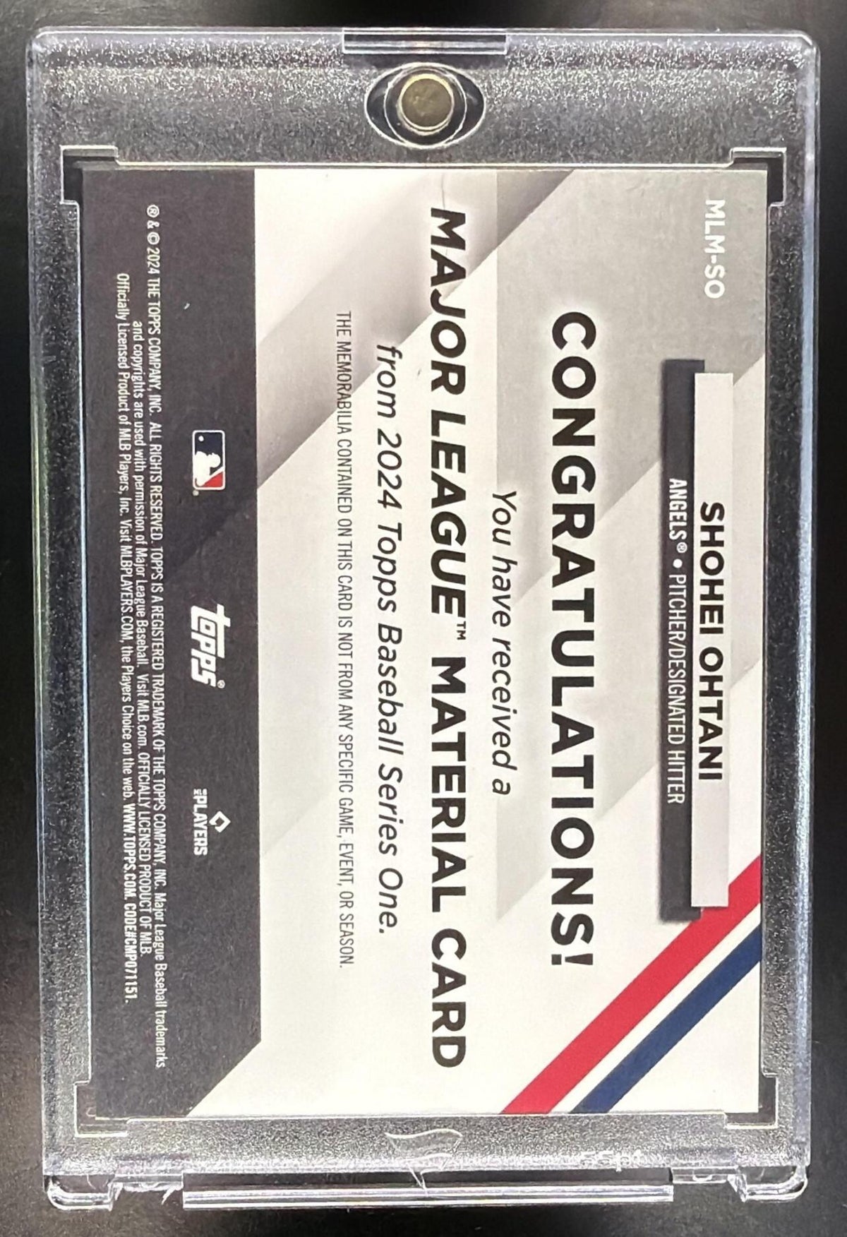 2024 Topps Shohei Ohtani #MLM-SO Major League Material Relics Patch