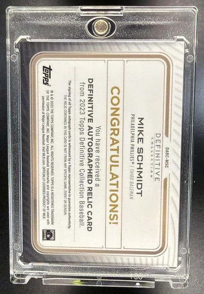 2023 Topps Definitive Mike Schmidt #DARC-MSC Auto Relic Collection 8/50