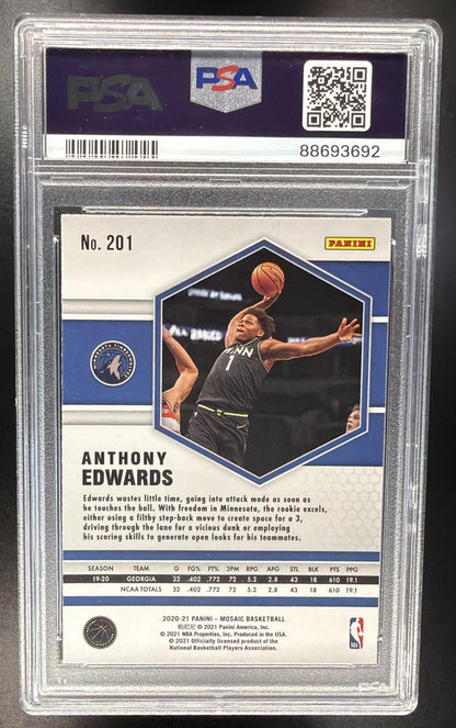 2020-21 Panini Mosaic Anthony Edwards #201 Mosaic RC PSA 10