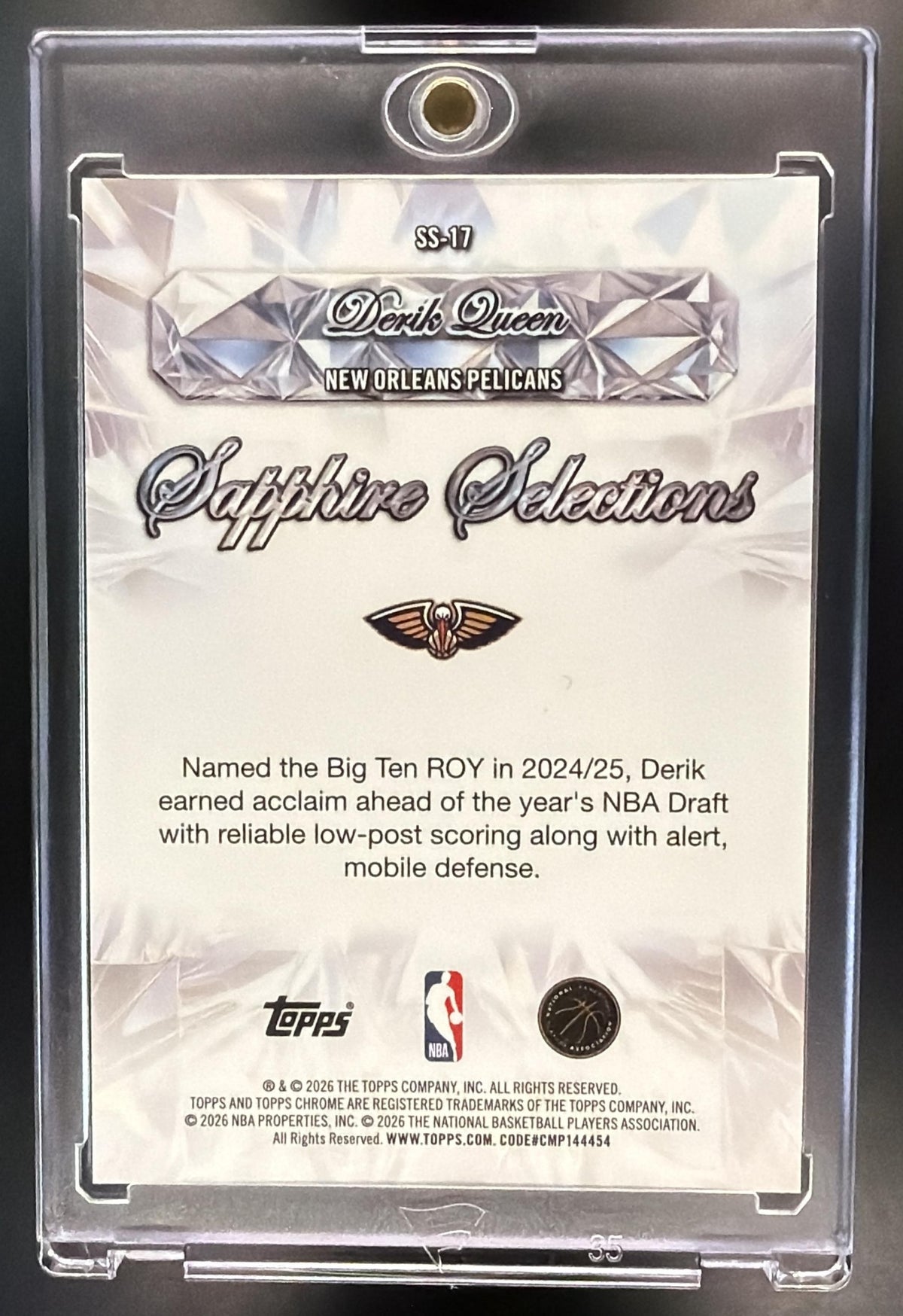 2025-26 Topps Chrome Update Sapphire Derik Queen #SS-17 Selections Red /5 RC