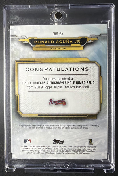 2019 Topps Triple Threads Ronald Acuna Jr. #AUJR-RA Auto Jumbo Patch /99
