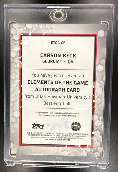 2023 Bowman University Best Carson Beck #ETGA-CB Elements Of Greatness Auto Orange Geometric /25