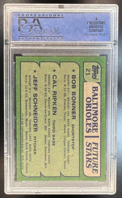 1982 Topps Bonner/Ripken/Schneider #21 Orioles Future Stars PSA 9