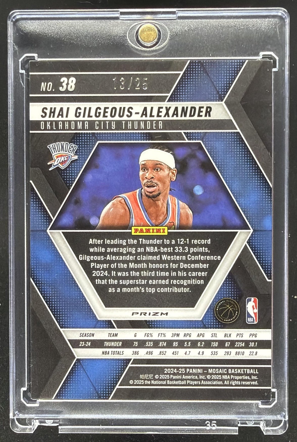 2024-25 Panini Mosaic Shai Gilgeous-Alexander #38 White Mosaic 18/25