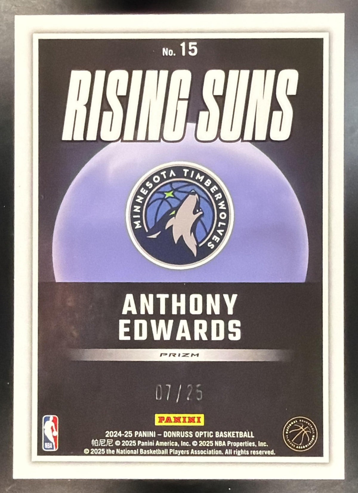 2024 Panini Donruss Optic Anthony Edwards #15 Rising Suns Green International 07/25