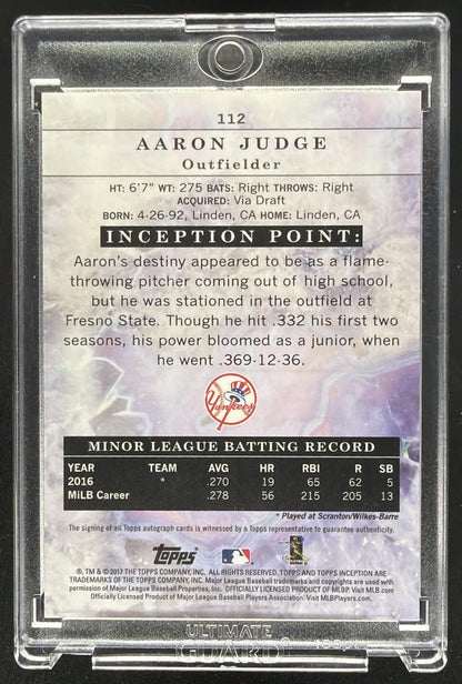 2017 Topps Inception Aaron Judge #112 75/299 Auto RC