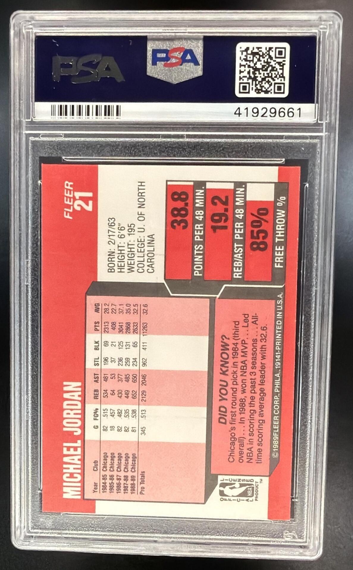 1989-90 Fleer Michael Jordan #21 PSA 9 Bulls