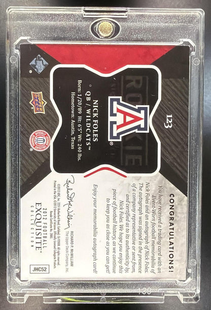 2012 Upper Deck Exquisite Collection Nick Foles #123 24/150 MEM Auto RC