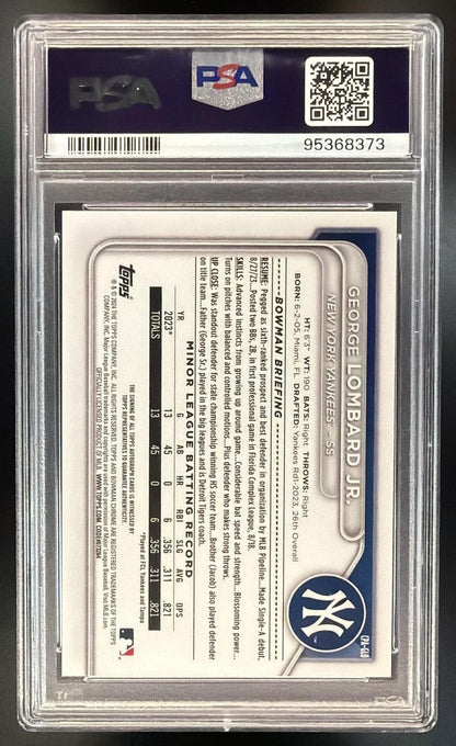 2024 Bowman George Lombard Jr. #CPA-GLO Chrome Auto 1st Prospect PSA 10