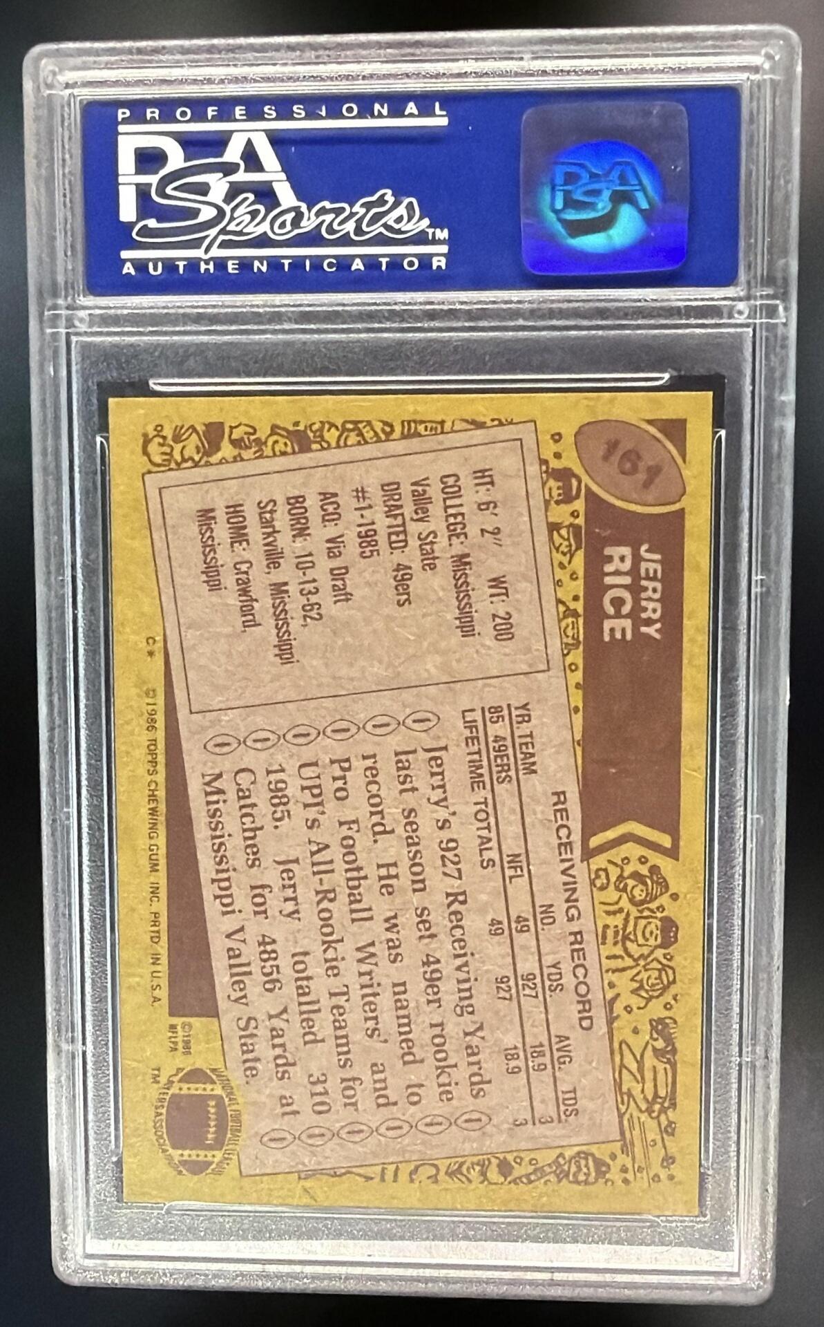 1986 Topps Jerry Rice #161 RC PSA 8