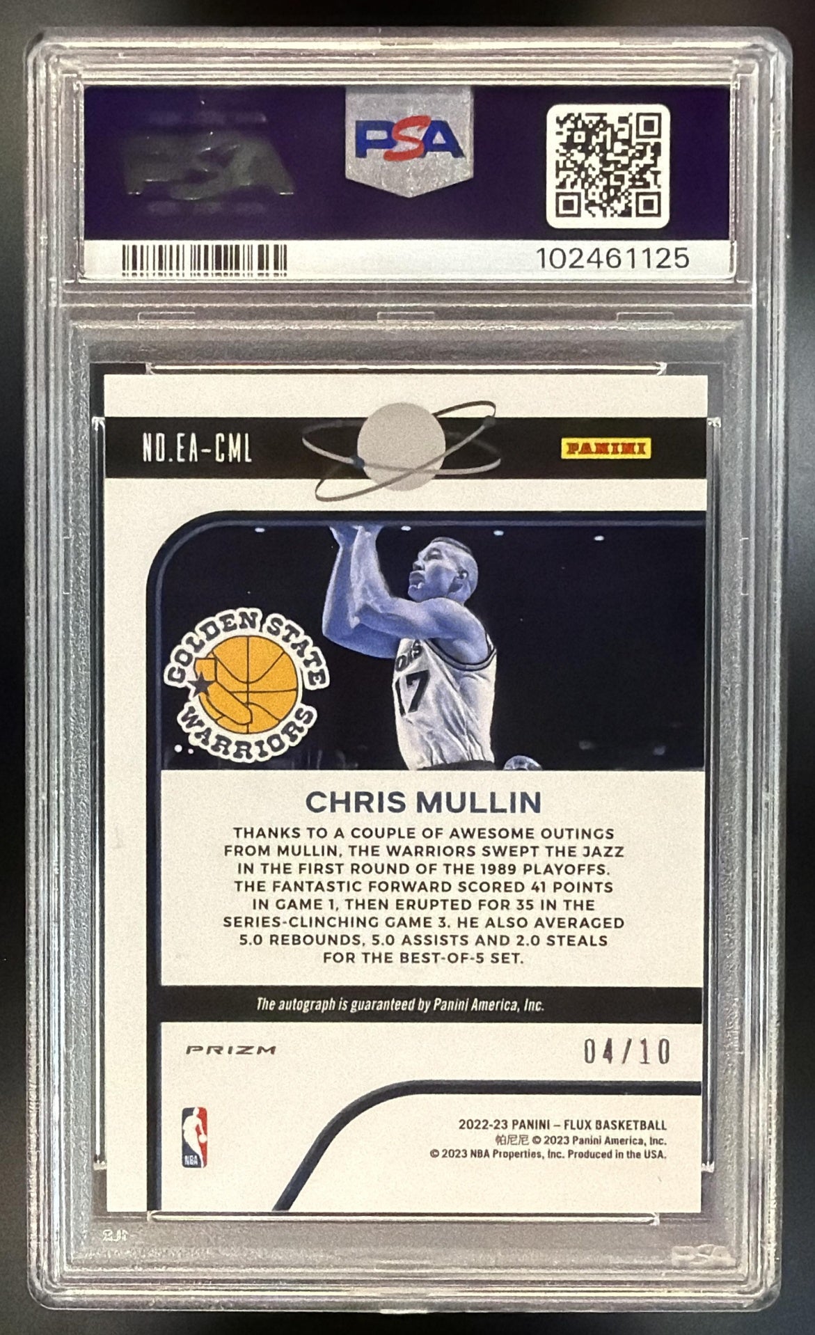 2022-23 Panini Flux Chris Mullin #EA-CML Equinox Auto Gold 4/10 PSA 10