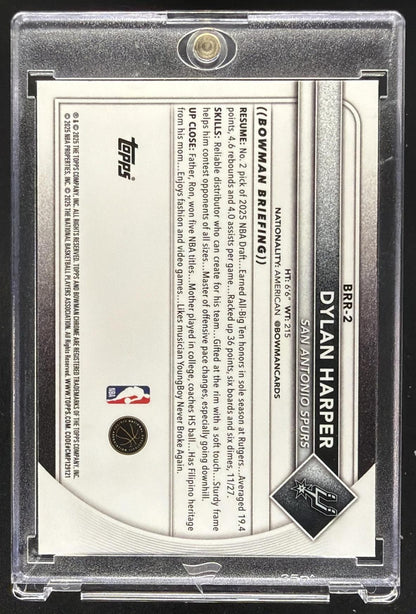 2025-26 Bowman Dylan Harper #BRR-2 Chrome Red Rookie Variation SP RC