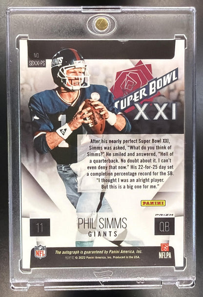 2023 Panini Donruss Phil Simms #SBXXI-PS Super Bowl Signatures Prizm Auto