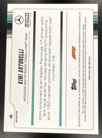 2026 Topps Chrome Formula 1 F1 Kimi Antonelli #4 Refractor