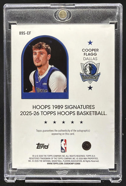 2025-26 Topps Hoops Cooper Flagg #89S-CF 1989 Signatures Green RC Auto