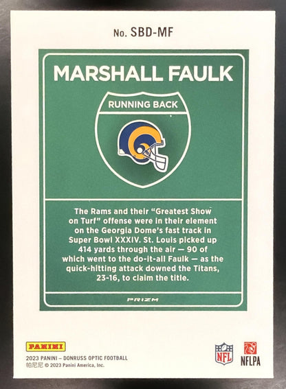 2023 Panini Donruss Optic Marshall Faulk #SBD-MF Super Bowl Downtown