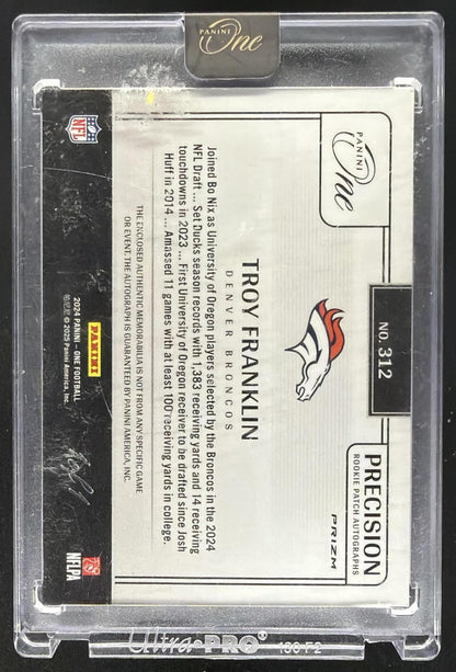 2024 Panini One Troy Franklin #312 Precision Rookie Patch Auto Shield 1/1