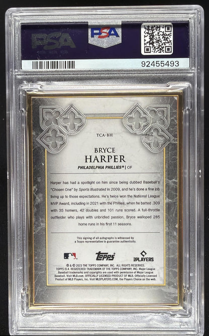 2023 Topps Transcendent Collection Bryce Harper #TCA-BH Gold Frame Auto 1/1 PSA 10